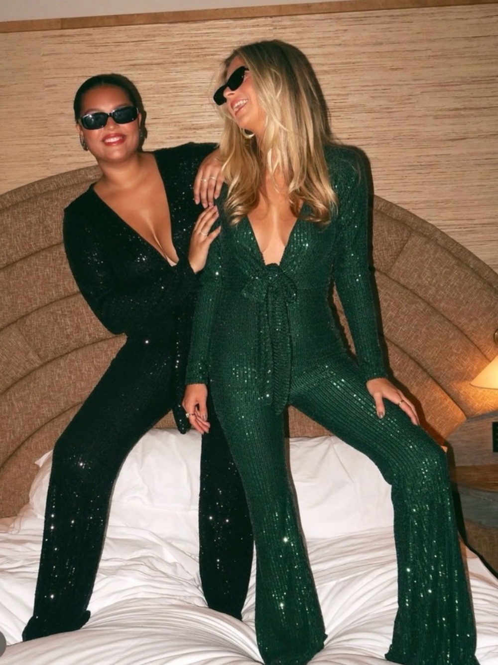 Show Me Your MuMu Martina Wrap Emerald Green Sequin Jumpsuit